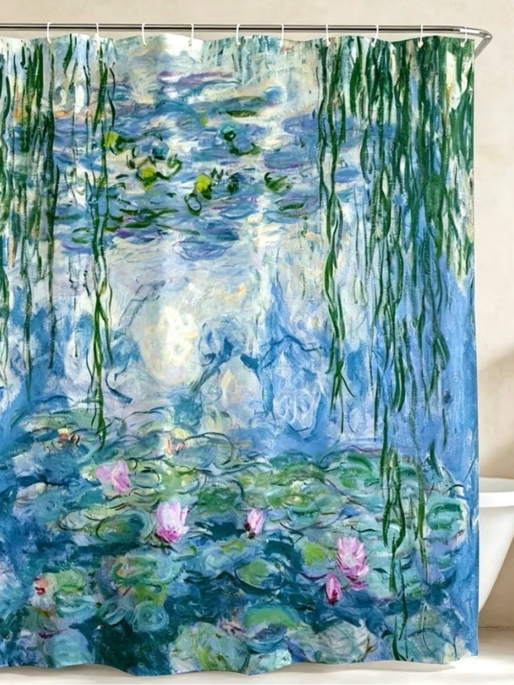 IcosaMro Monet Water Lilies Lotus Shiwer Curtain